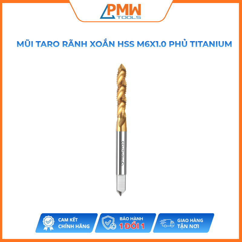 Mũi Taro Rãnh Xoắn HSS M6x1.0 Phủ Titanium